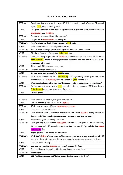 IELTS6 TEST1 SECTION1