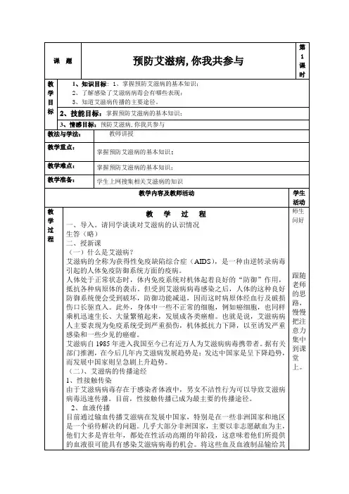 预防艾滋病,你我共参与