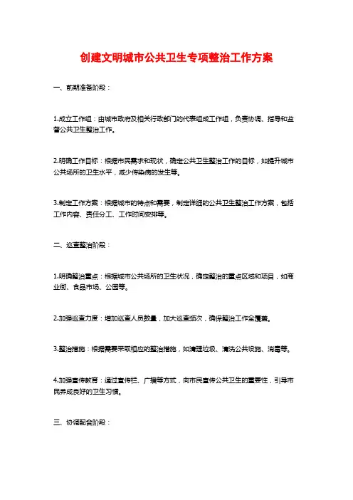 创建文明城市公共卫生专项整治工作方案