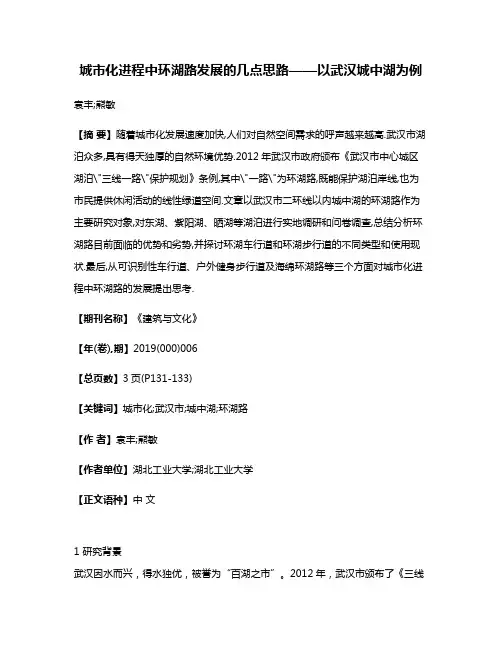 城市化进程中环湖路发展的几点思路——以武汉城中湖为例