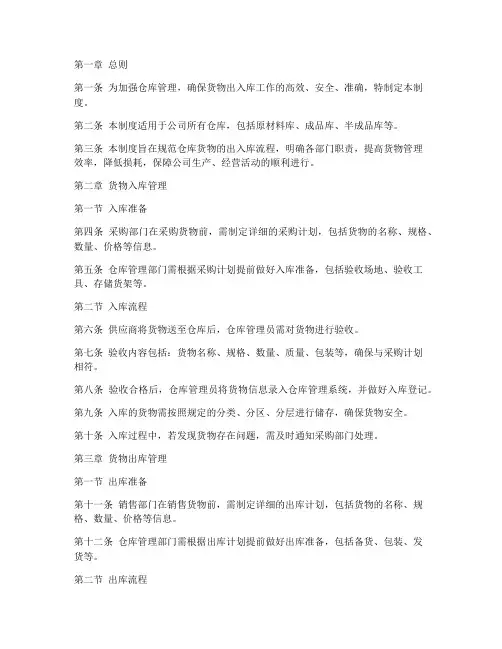仓库货物出入库管理制度