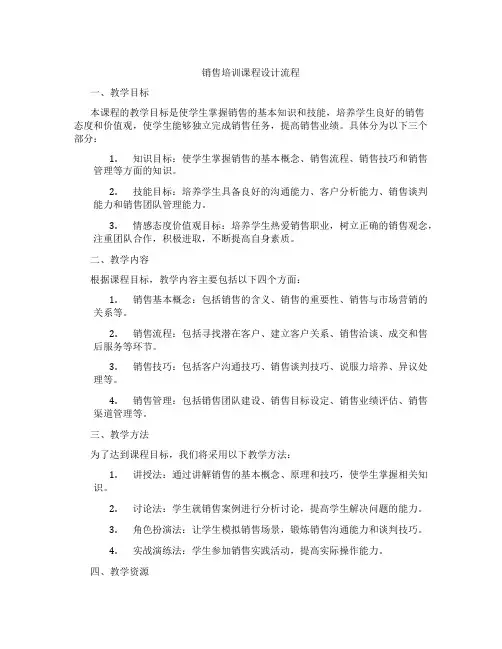 销售培训课程设计流程
