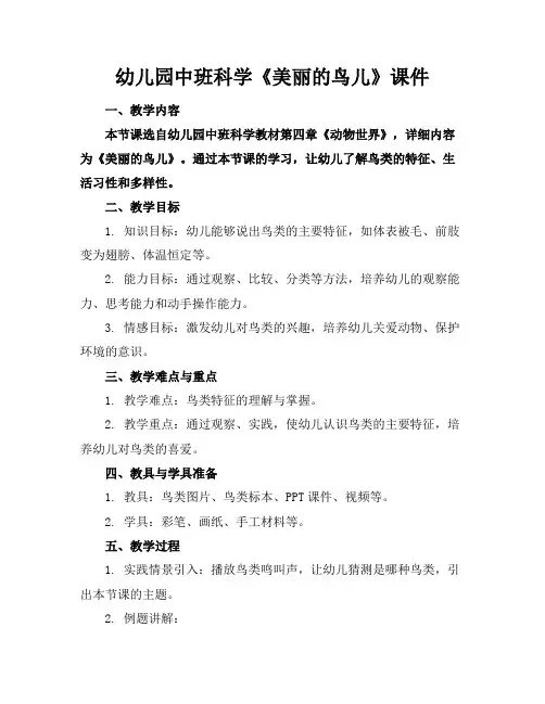 幼儿园中班科学《美丽的鸟儿》课件