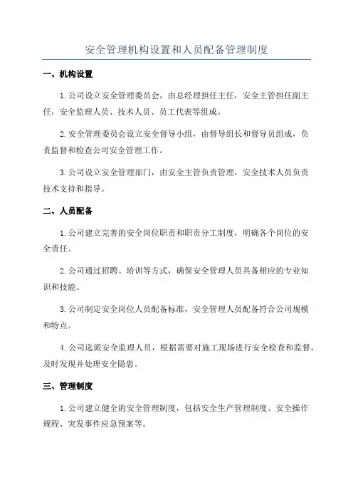 安全管理机构设置和人员配备管理制度