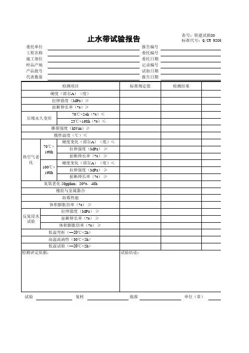 止水带试验报告
