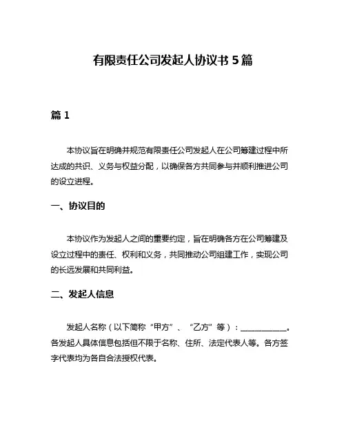 有限责任公司发起人协议书5篇