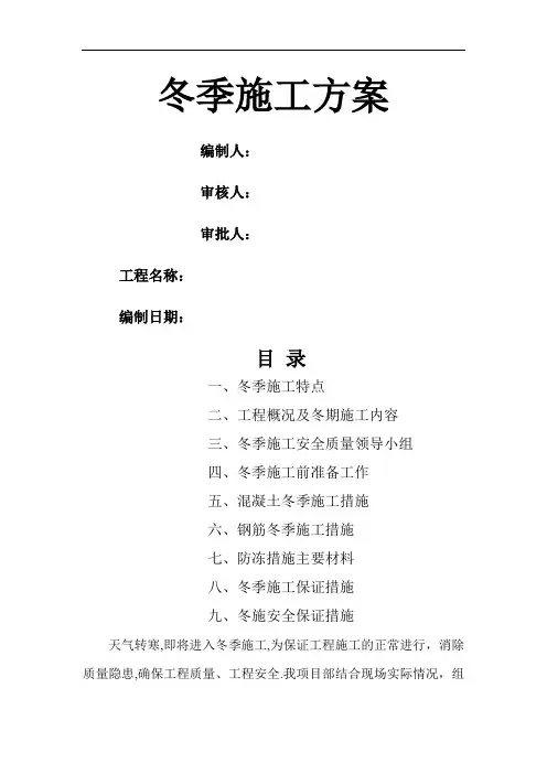 冬季施工方案--完整版