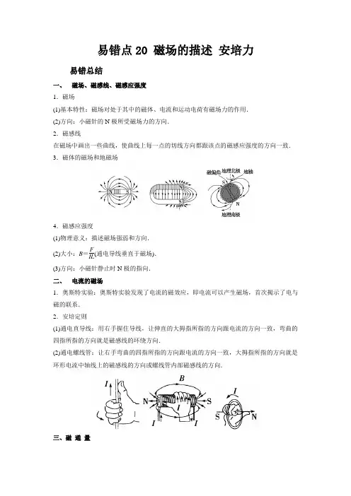 新高考物理考试易错题易错点20磁场的描述安培力