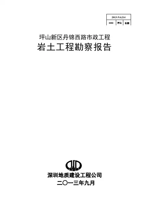 坪山新区丹锦西路市政工程勘察报告