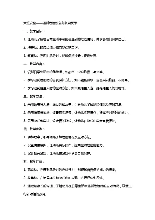 大班安全遇到危险怎么办教案反思