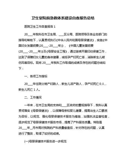卫生室院前急救体系建设自查报告总结