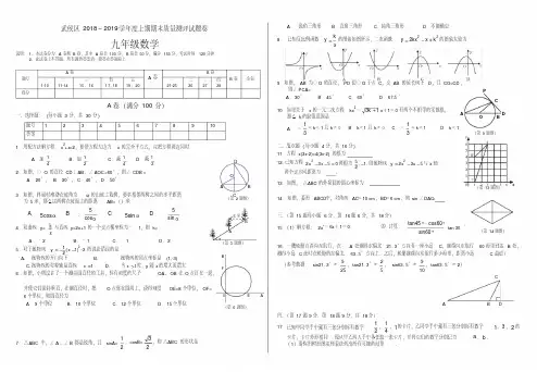 成都市武侯区2018-2019年九年级数学期末试题卷及答案