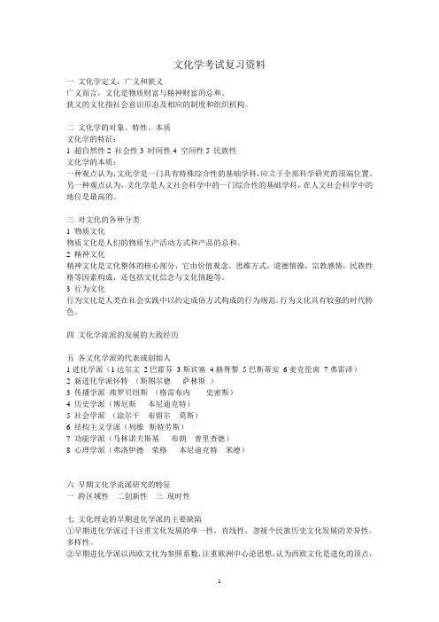 文化学考试复习资料