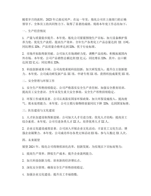 炼化公司年度总结范文