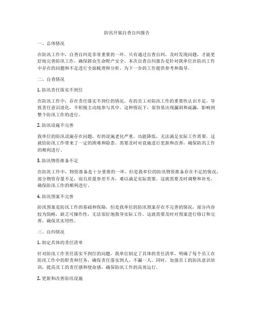 防汛开展自查自纠报告