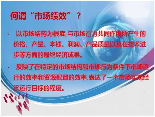 产业经济苏东水市场绩效分析