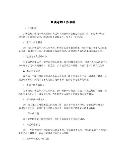 乡镇老龄工作总结