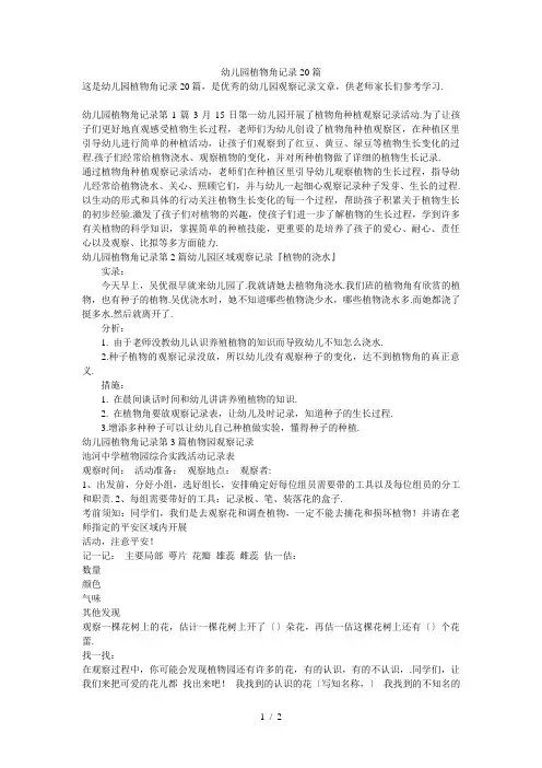 幼儿园植物角记录20篇
