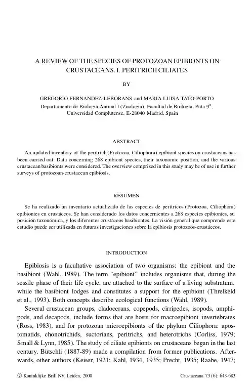 A review of the species of protozoan epibionts on crustaceans-11