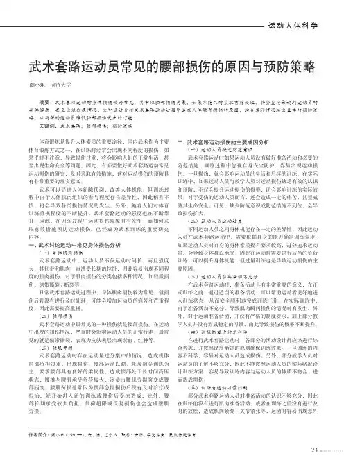 武术套路运动员常见的腰部损伤的原因与预防策略