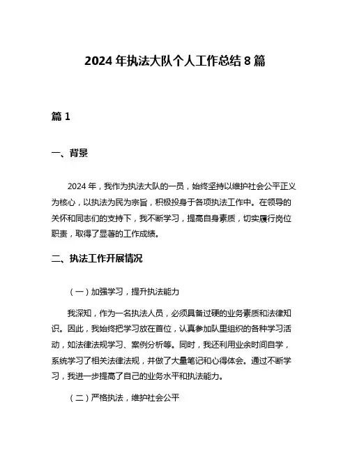 2024年执法大队个人工作总结8篇