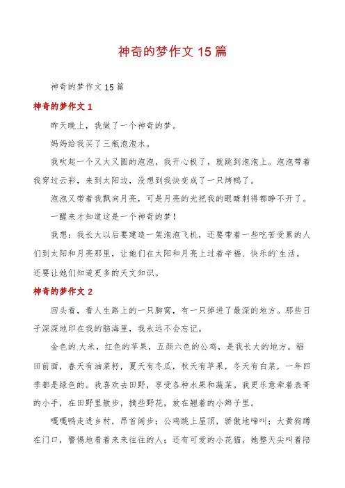 神奇的梦作文15篇