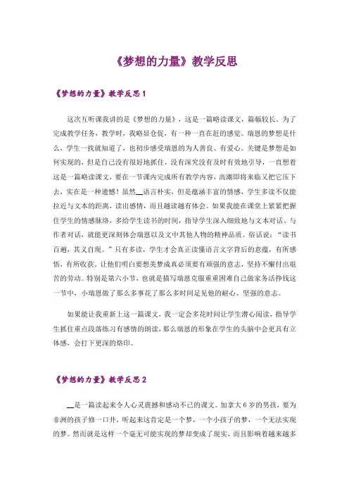 《梦想的力量》教学反思_2