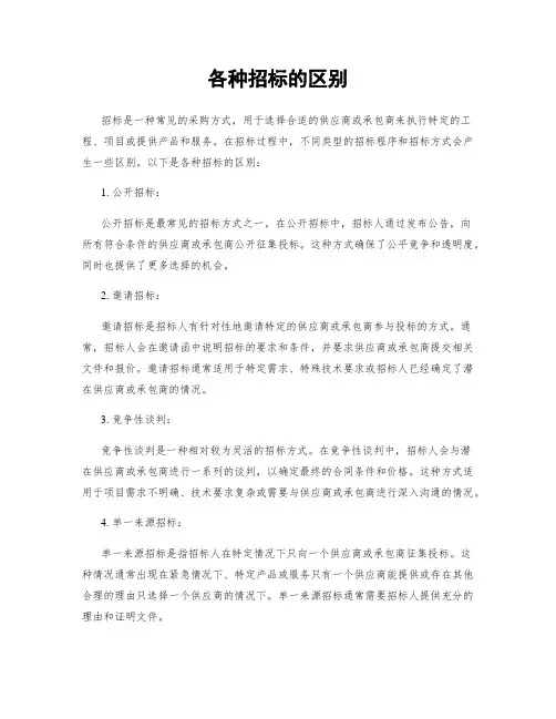 各种招标的区别