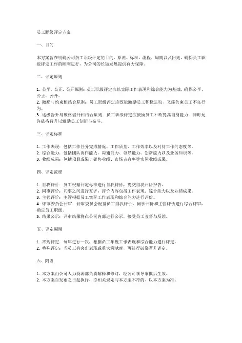 员工职级评定方案