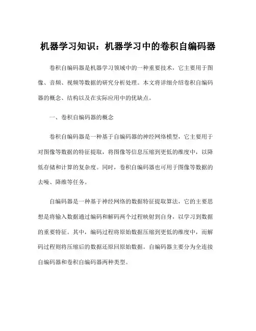 机器学习知识：机器学习中的卷积自编码器
