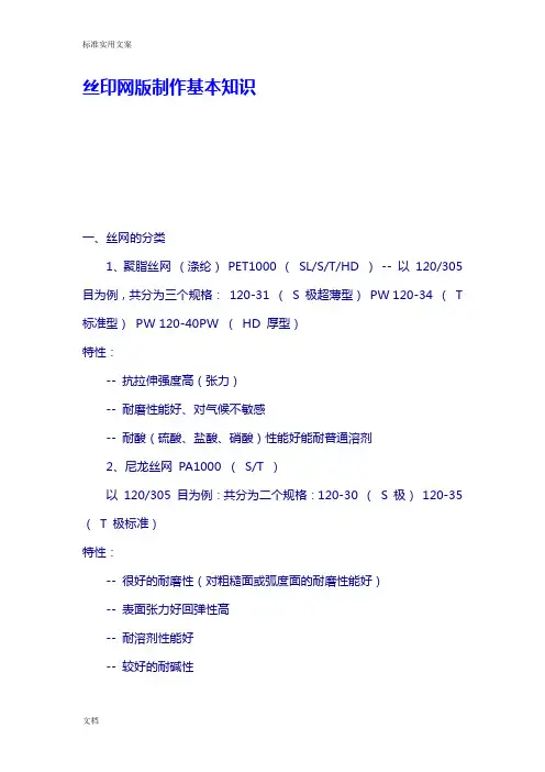 丝印网版制作基本知识