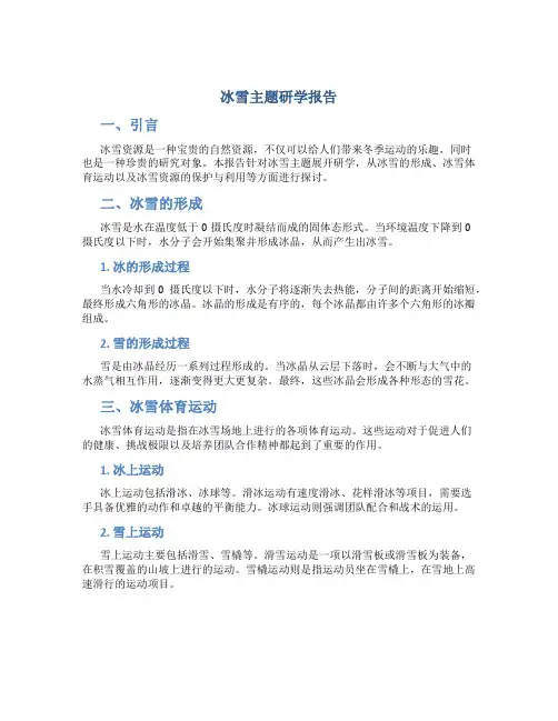 冰雪主题研学报告