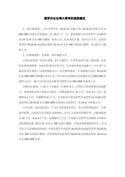 普罗丹在台湾大青枣的施肥建议