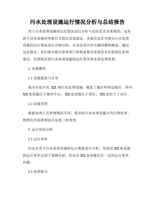 污水处理设施运行情况分析与总结报告
