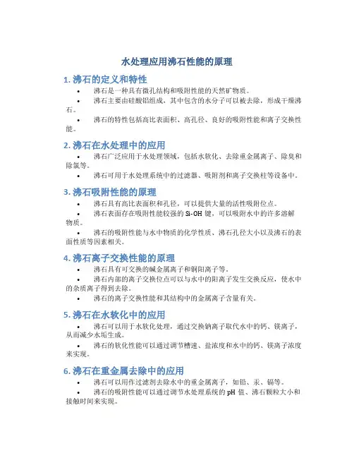 水处理应用沸石性能的原理