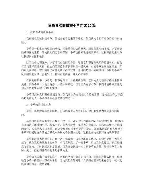 我最喜欢的植物小草作文10篇