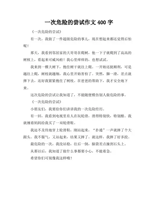 一次危险的尝试作文400字