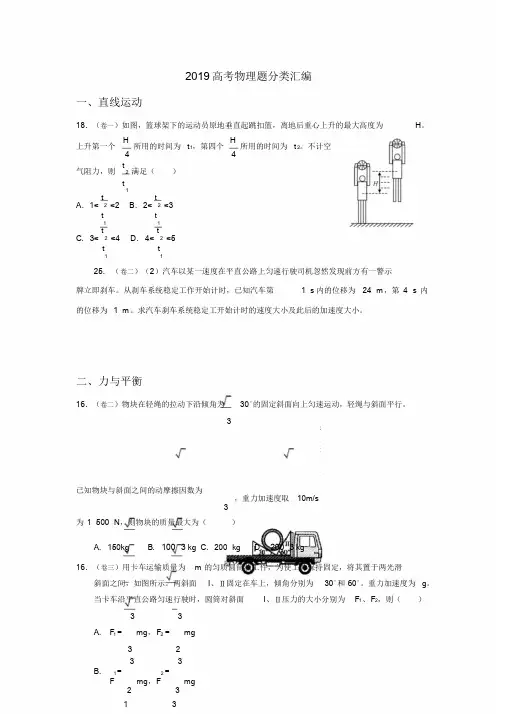 2019物理高考题分类汇编