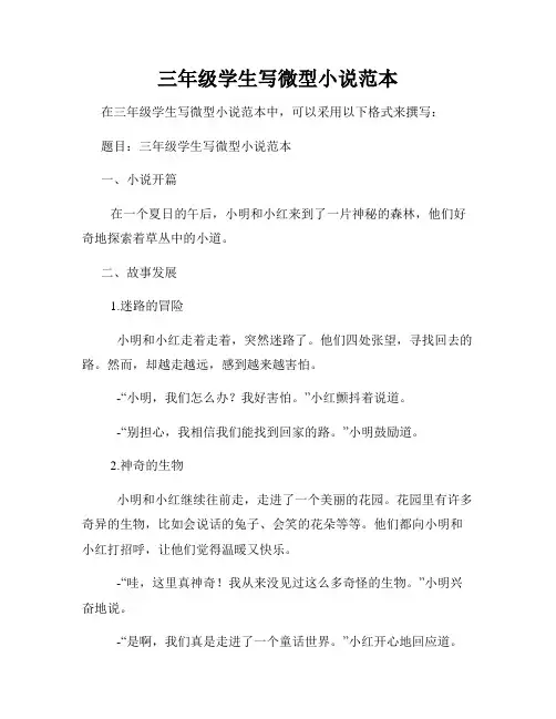 三年级学生写微型小说范本