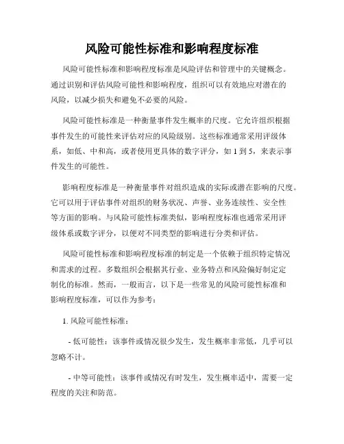 风险可能性标准和影响程度标准