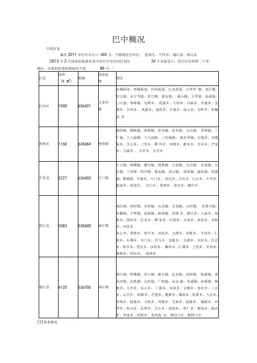 巴中最新概况