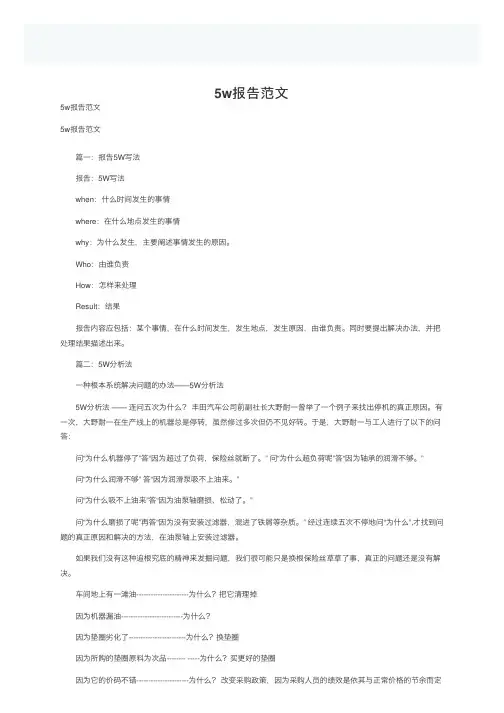 5w报告范文