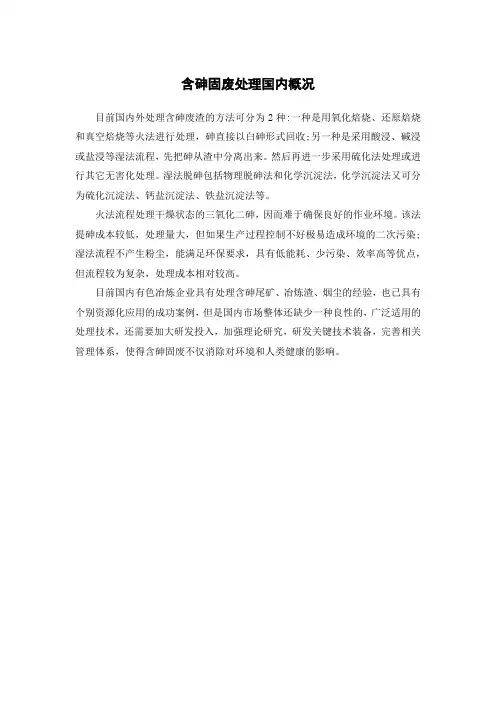 含砷固废处理国内概况