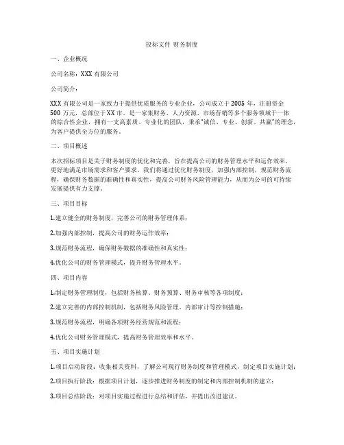 投标文件  财务制度