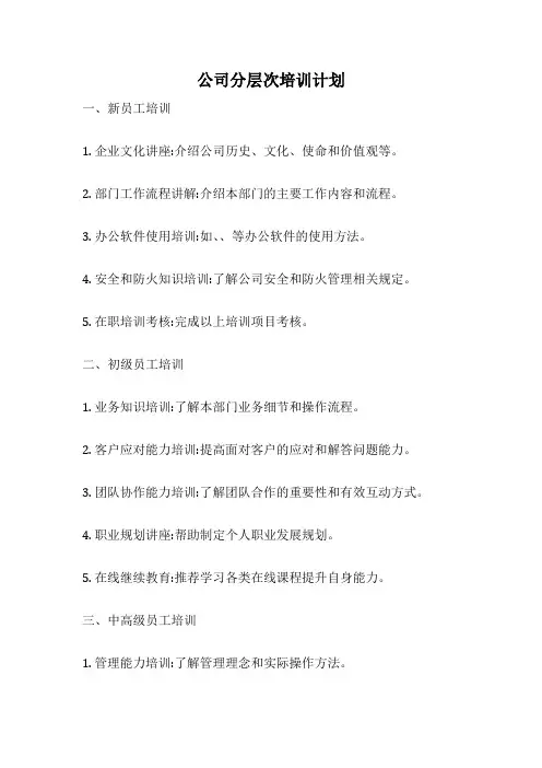 公司分层次培训计划