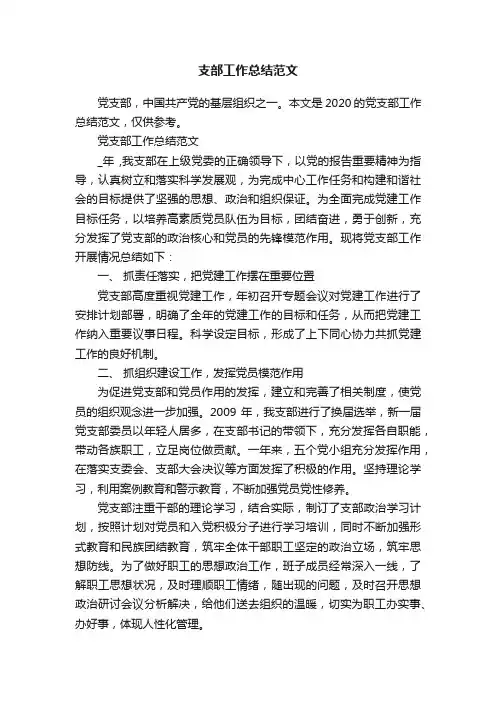 支部工作总结范文