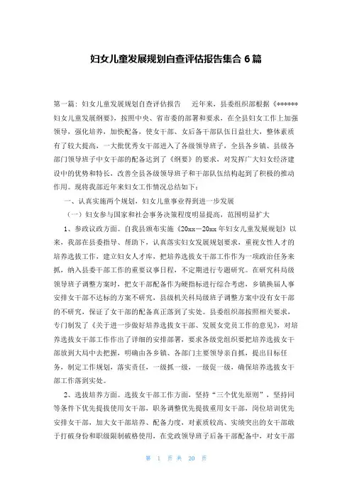 妇女儿童发展规划自查评估报告集合6篇