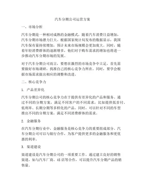 汽车分期公司运营方案