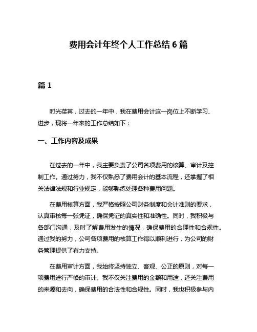 费用会计年终个人工作总结6篇