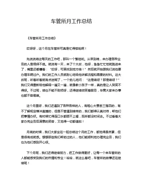 车管所月工作总结